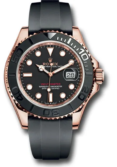 Rolex Yacht-Master 126655 — 40mm 18K Rose Gold case, Black dial, Oysterflex Strap bracelet. Excellent. Naked.