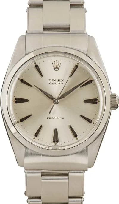 Rolex Oyster Precision 6426 — 34mm Stainless Steel case, Silver dial, Oyster bracelet. Mint. Naked.