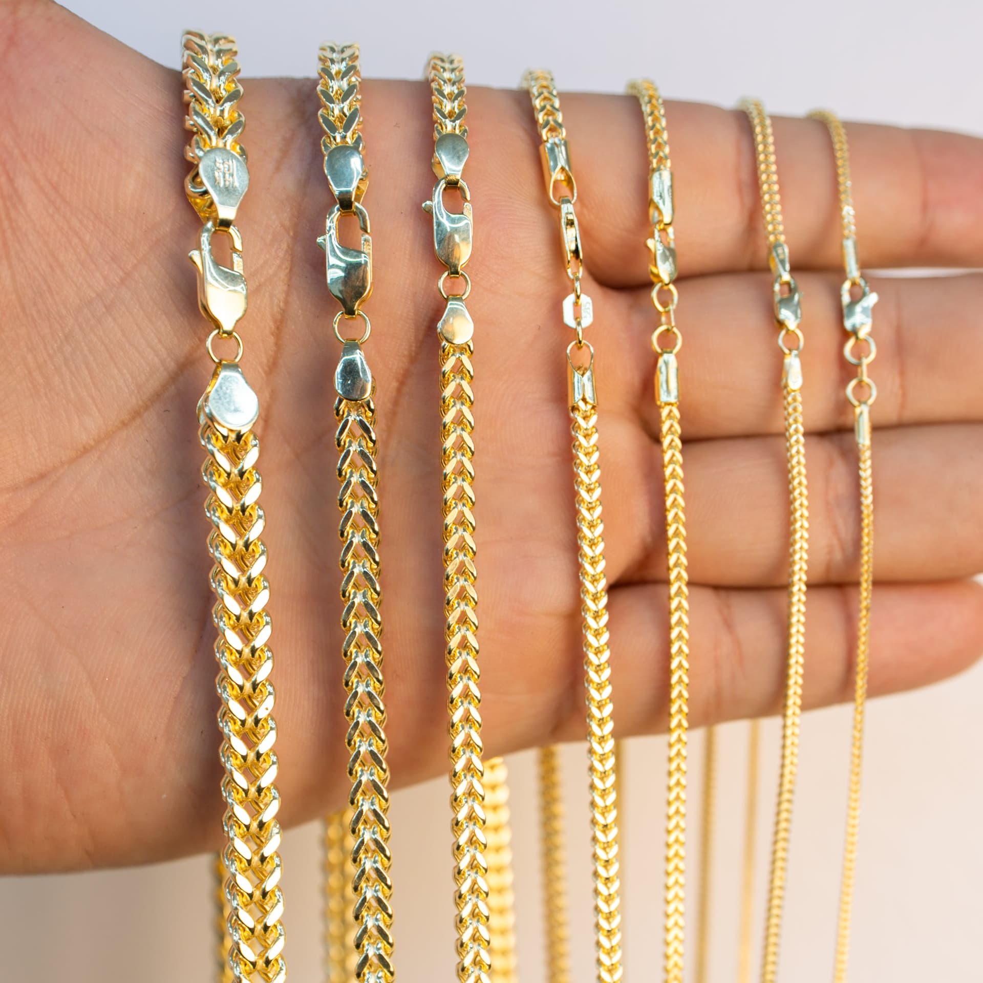 Hollow 14K Yellow Gold Franco Chain, 1mm Wide, Made To Order., view 3