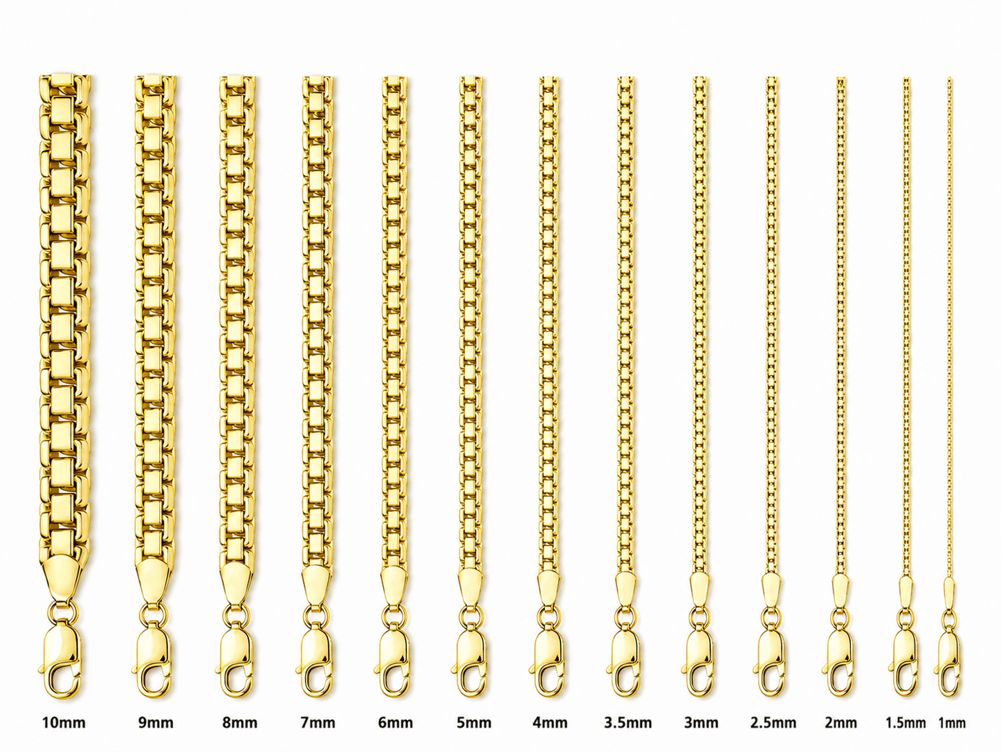 Hollow 14K Yellow Gold Franco Chain, 1mm Wide, Made To Order., view 5