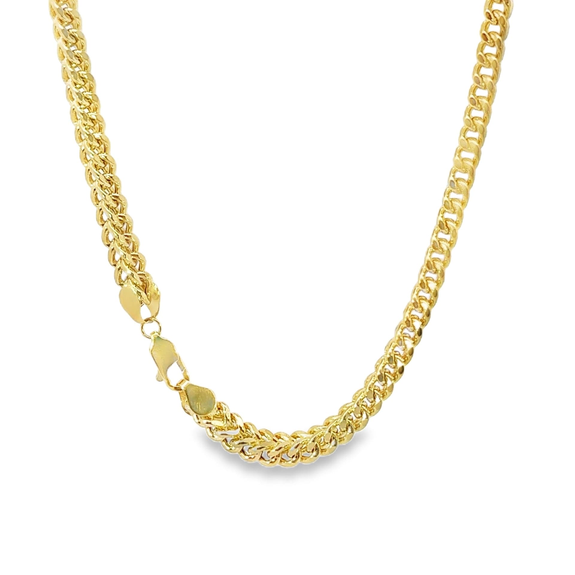 Hollow 14K Yellow Gold Franco Chain, 6mm Wide, Made To Order., view 5
