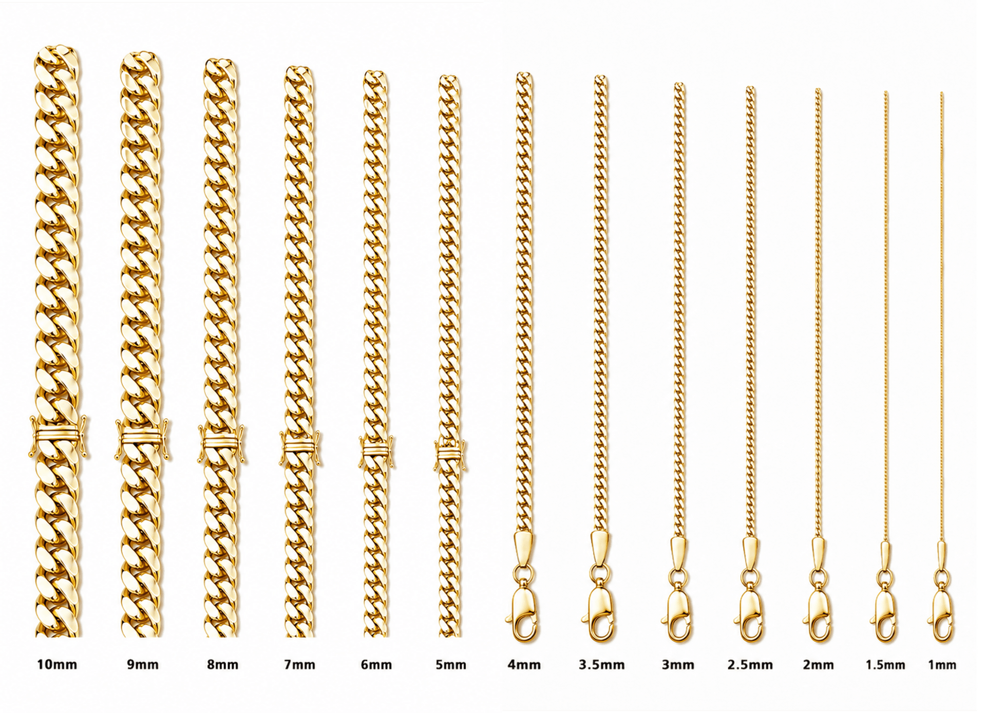 Hollow 14K Yellow Gold Miami Cuban Chain, 7.5mm Wide, Made To Order., view 4