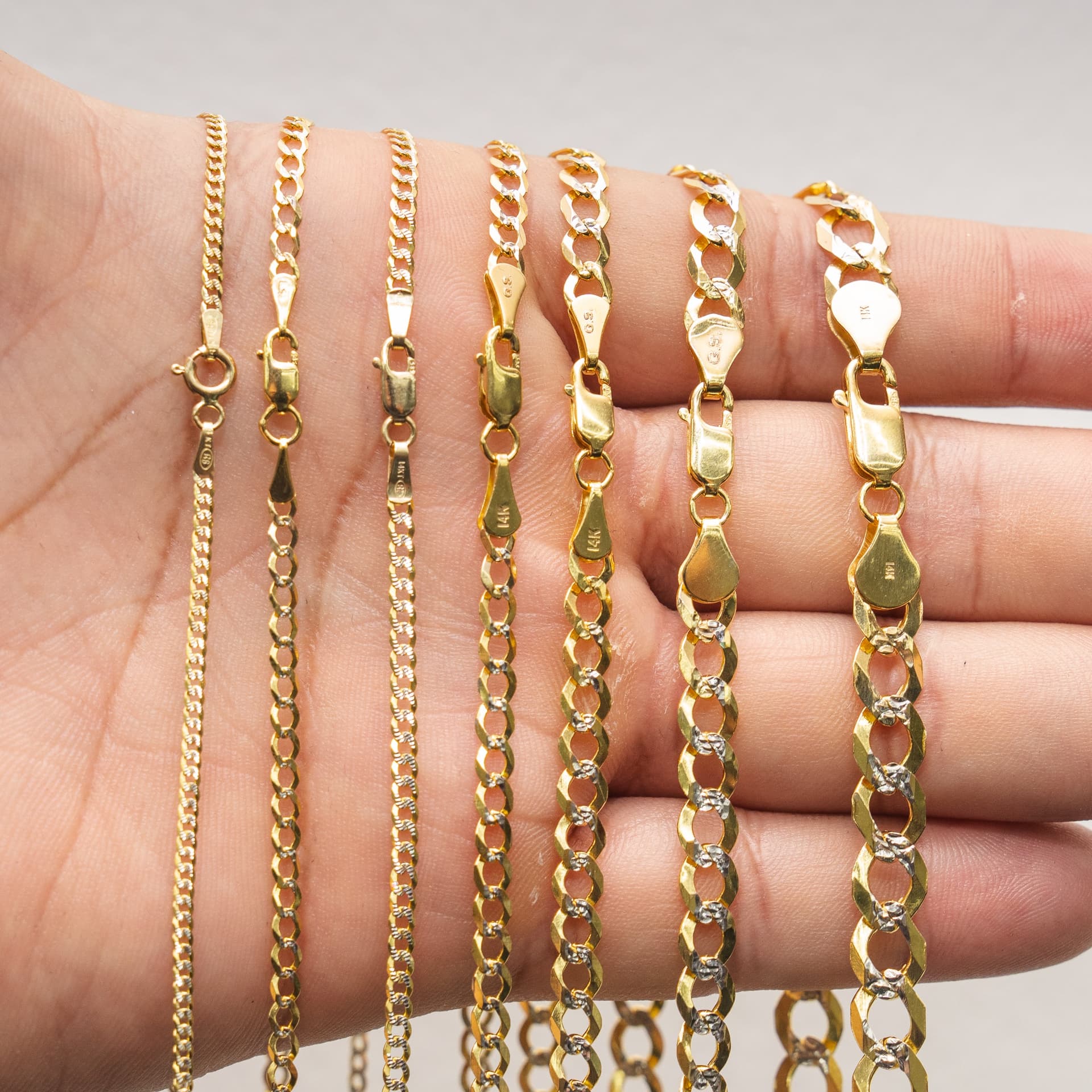 Solid 14K Yellow Gold Curb Chain, 2.5mm Wide, Made To Order., view 5