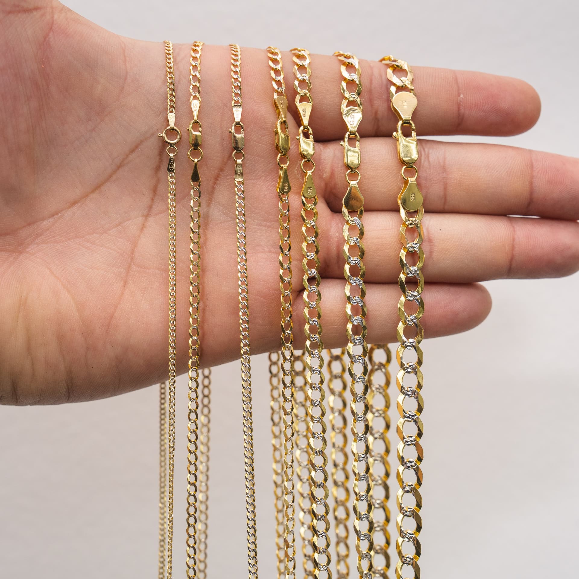 Solid 14K Yellow Gold Curb Chain, 8.5mm Wide, Made To Order., view 4