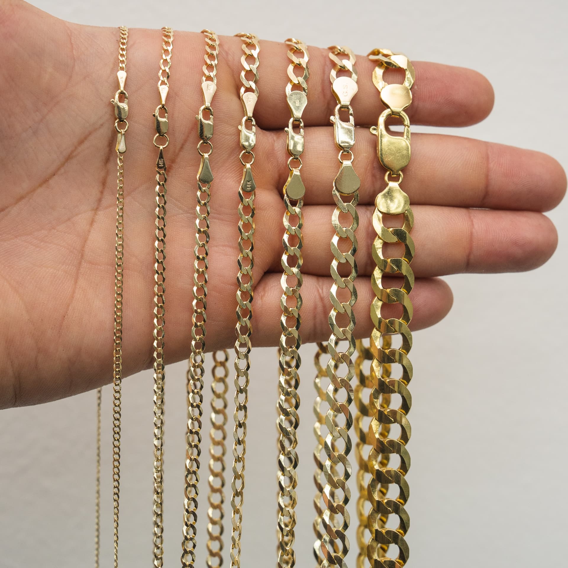 Solid 14K Yellow Gold Curb Chain, 3mm Wide, Made To Order., view 4