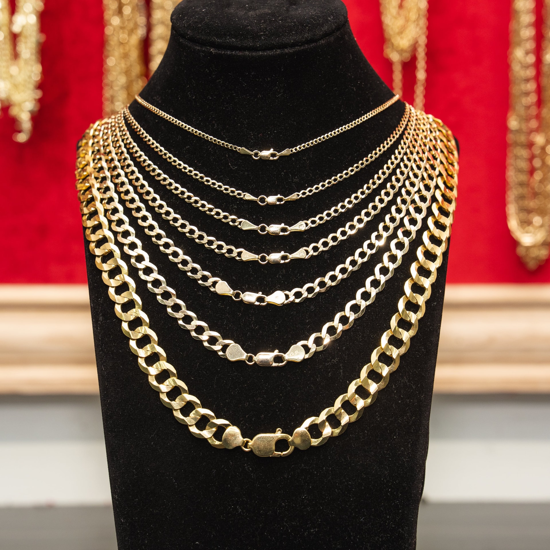 Solid 14K Yellow Gold Curb Chain, 3mm Wide, Made To Order.