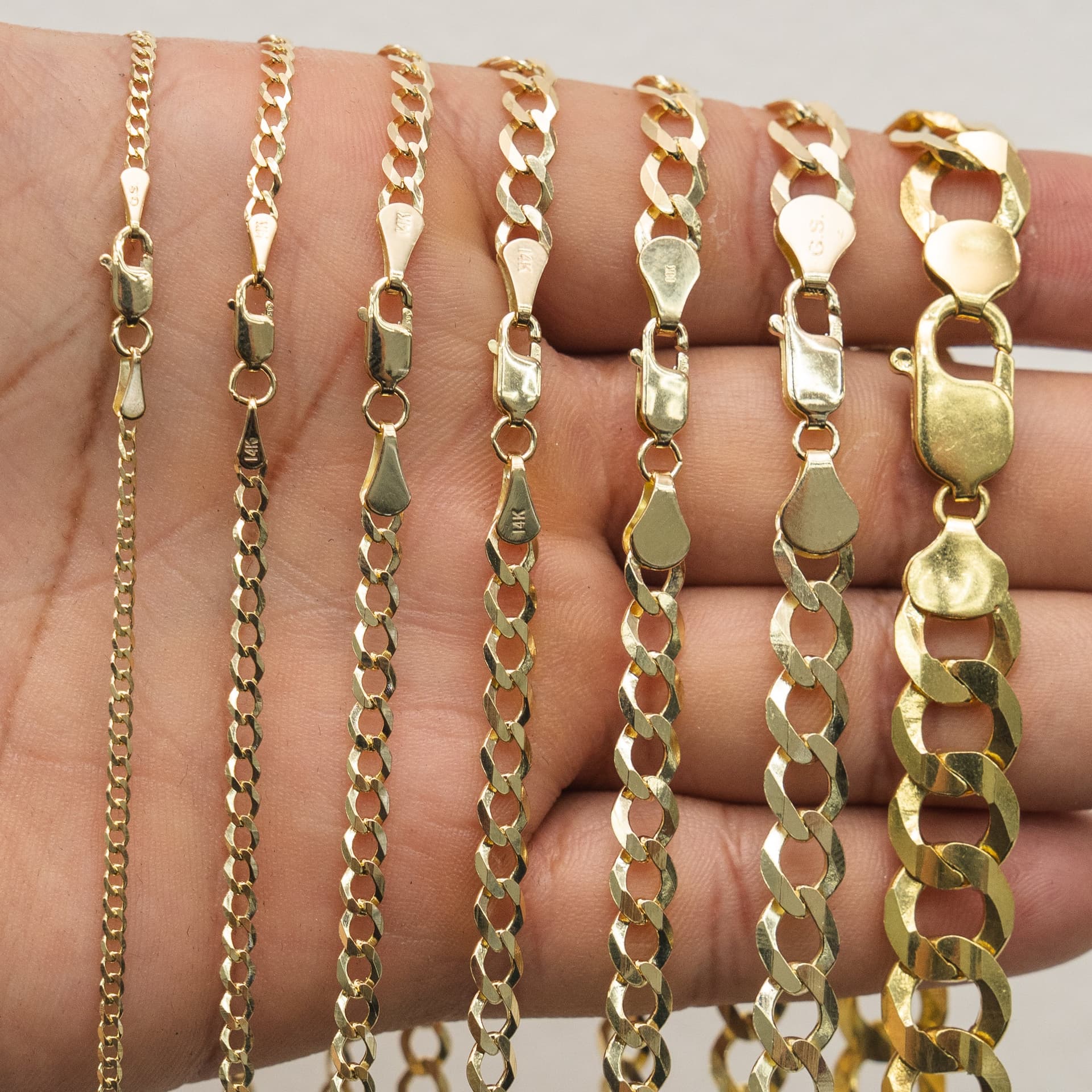 Solid 14K Yellow Gold Curb Chain, 3mm Wide, Made To Order., view 3