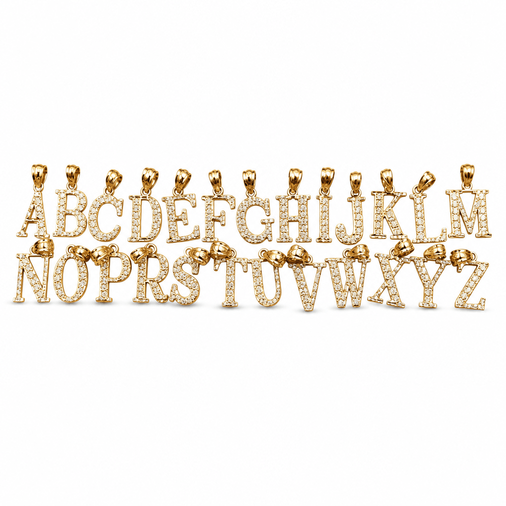14K Yellow Gold Initial Charm, Letter A, Diamond-cut Finish, Made To Order.