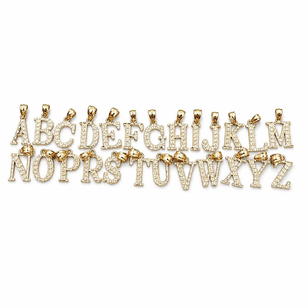 14K Yellow Gold Initial Charm, Letter A, Diamond-cut Finish, Made To Order.