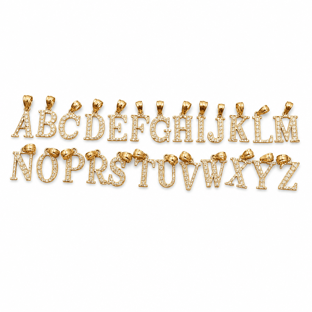 14K Yellow Gold Initial Charm, Letter D, Diamond-cut Finish, Made To Order.