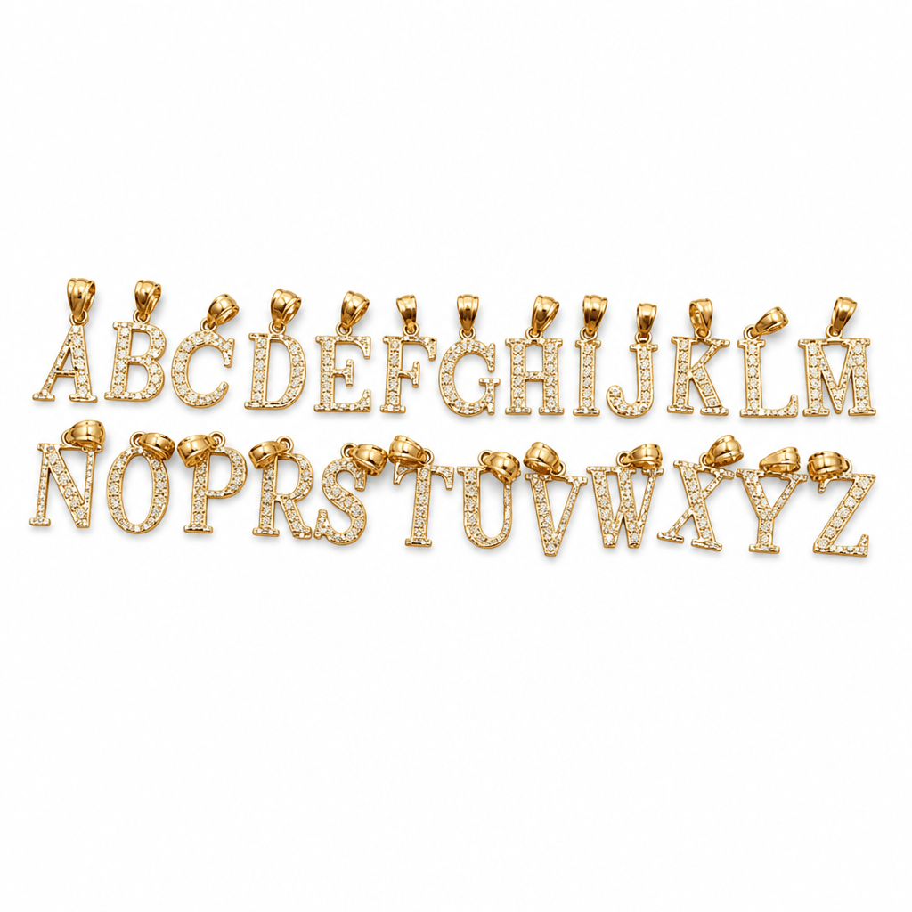 14K Yellow Gold Initial Charm, Letter D, Diamond-cut Finish, Made To Order.