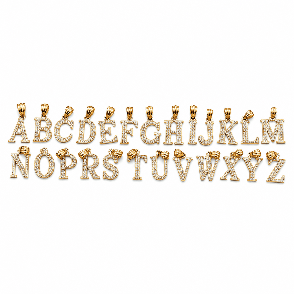 14K Yellow Gold Initial Charm, Letter C, Diamond-cut Finish, Made To Order.