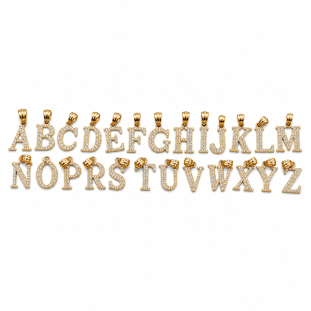 14K Yellow Gold Initial Charm, Letter C, Diamond-cut Finish, Made To Order.