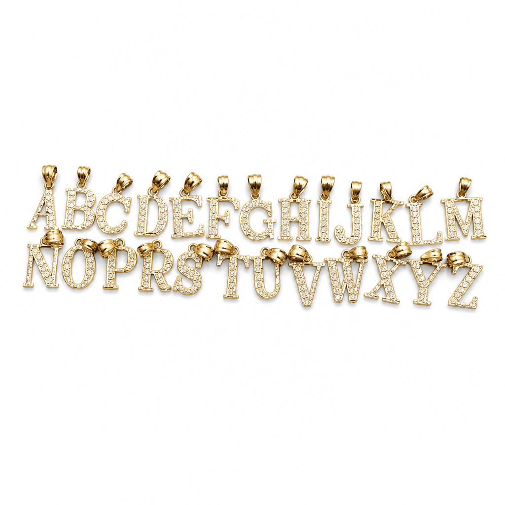 14K Yellow Gold Initial Charm, Letter G, Diamond-cut Finish, Made To Order.