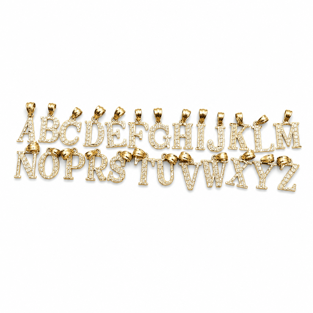 14K Yellow Gold Initial Charm, Letter G, Diamond-cut Finish, Made To Order.
