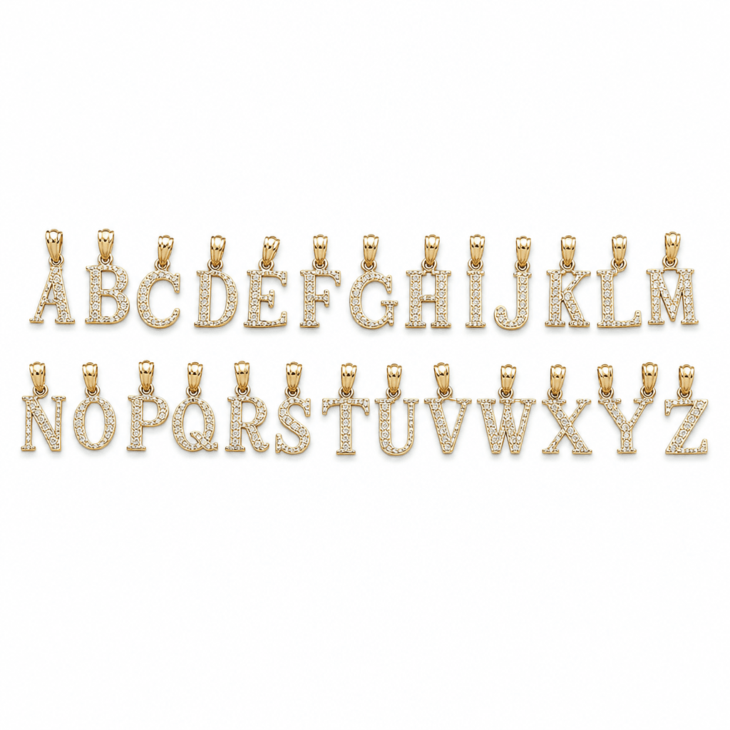 14K Yellow Gold Initial Charm, Letter J, Diamond-cut Finish, Made To Order.