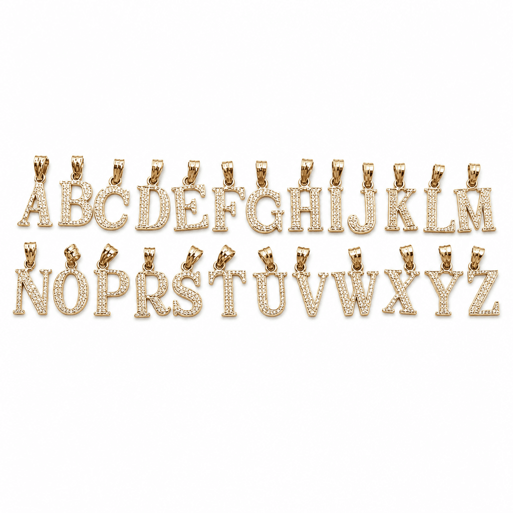 14K Yellow Gold Initial Charm, Letter K, Diamond-cut Finish, Made To Order.