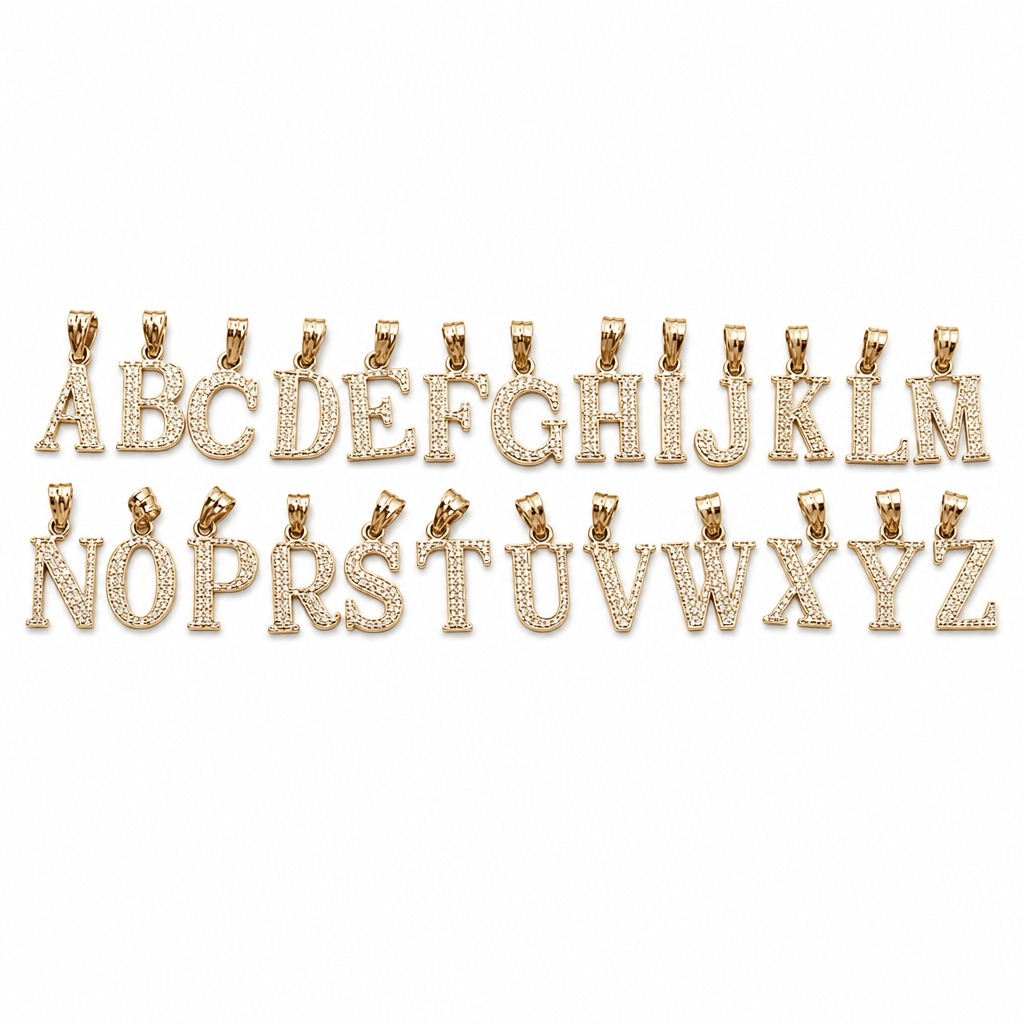 14K Yellow Gold Initial Charm, Letter K, Diamond-cut Finish, Made To Order.