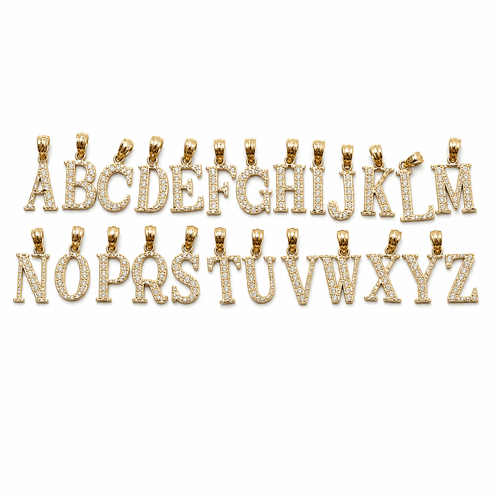 14K Yellow Gold Initial Charm, Letter L, Diamond-cut Finish, Made To Order.