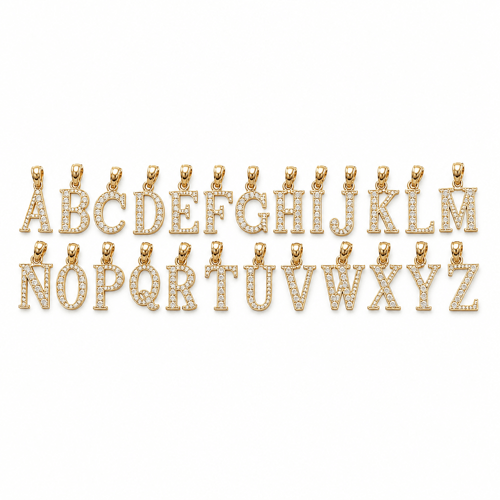 14K Yellow Gold Initial Charm, Letter O, Diamond-cut Finish, Made To Order.