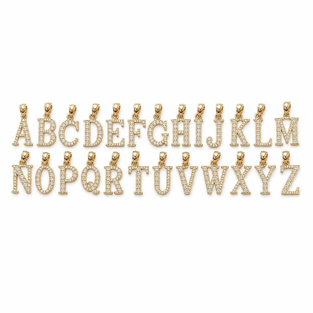 14K Yellow Gold Initial Charm, Letter O, Diamond-cut Finish, Made To Order.