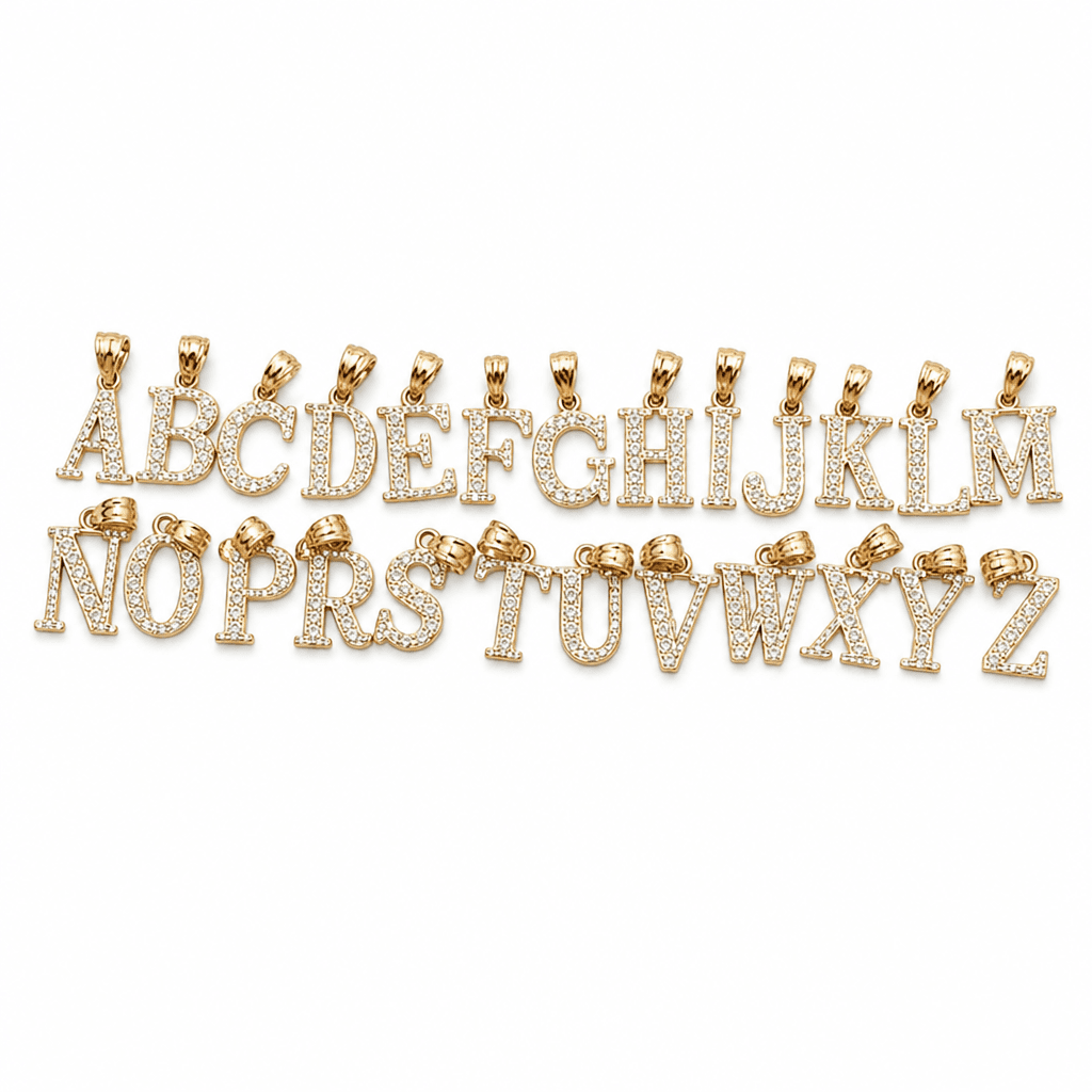 14K Yellow Gold Initial Charm, Letter P, Diamond-cut Finish, Made To Order.