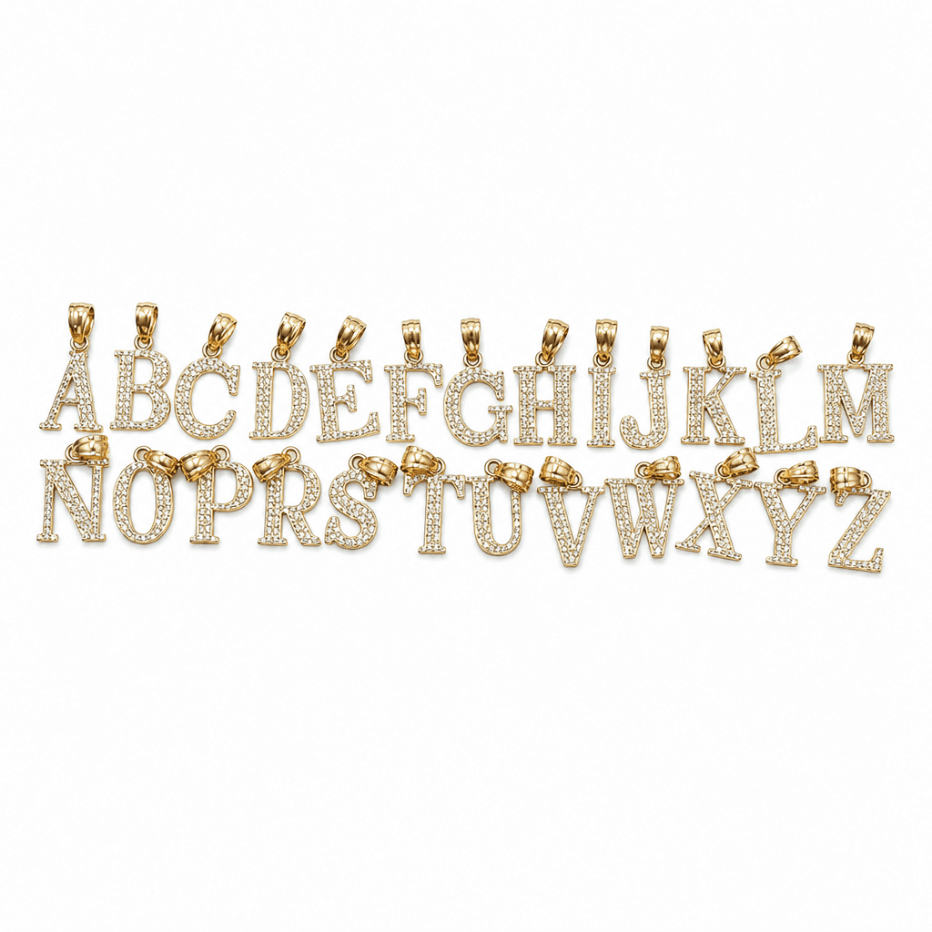 14K Yellow Gold Initial Charm, Letter T, Diamond-cut Finish, Made To Order.