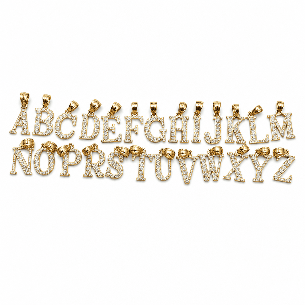 14K Yellow Gold Initial Charm, Letter R, Diamond-cut Finish, Made To Order.