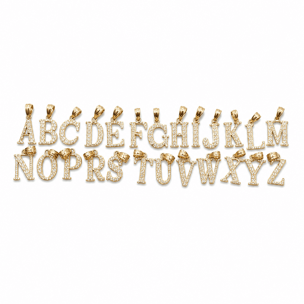 14K Yellow Gold Initial Charm, Letter N, Diamond-cut Finish, Made To Order.
