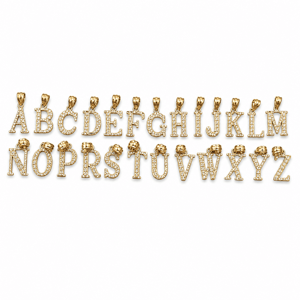 14K Yellow Gold Initial Charm, Letter U, Diamond-cut Finish, Made To Order.