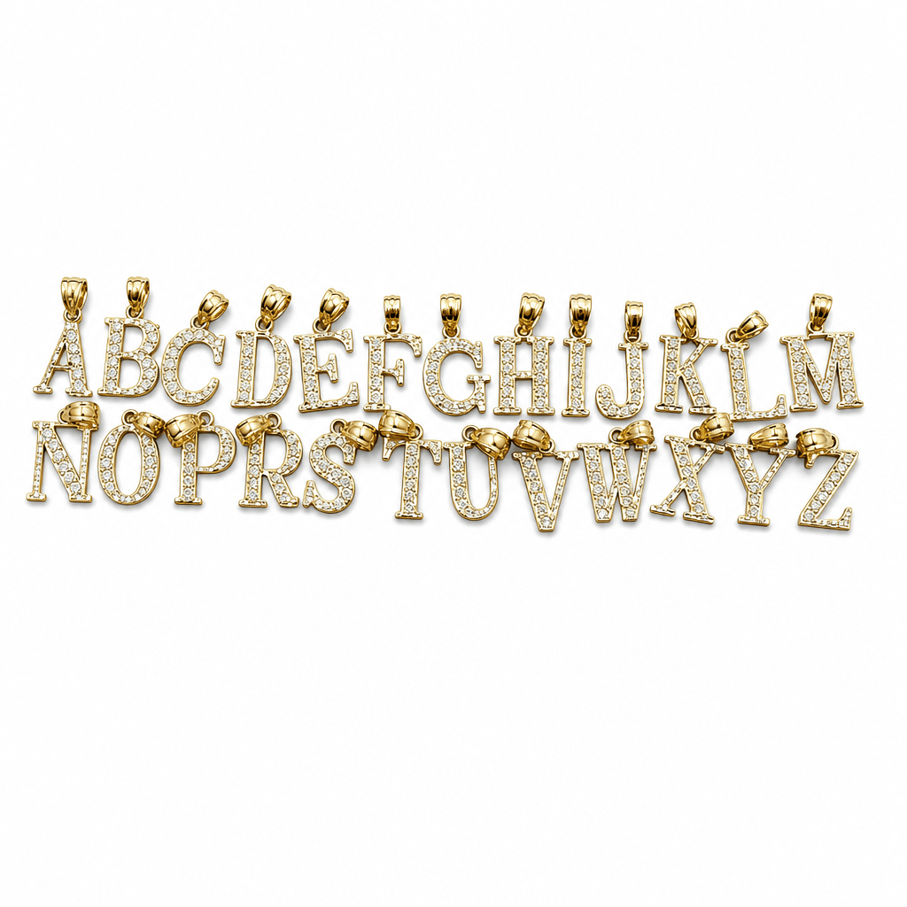 14K Yellow Gold Initial Charm, Letter S, Diamond-cut Finish, Made To Order.