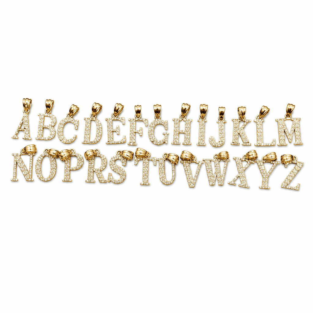 14K Yellow Gold Initial Charm, Letter Z, Diamond-cut Finish, Made To Order.