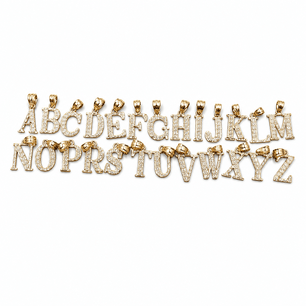 14K Yellow Gold Initial Charm, Letter Z, Diamond-cut Finish, Made To Order.