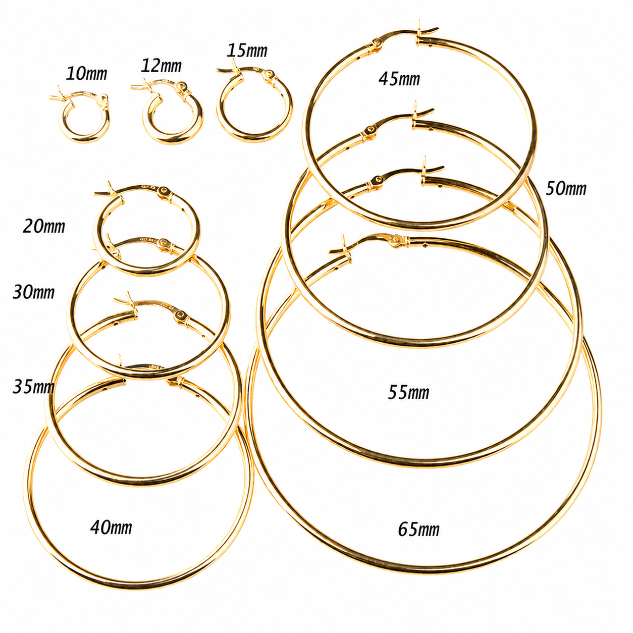 Hollow 14K Yellow Gold Hoop Earrings, Made To Order.