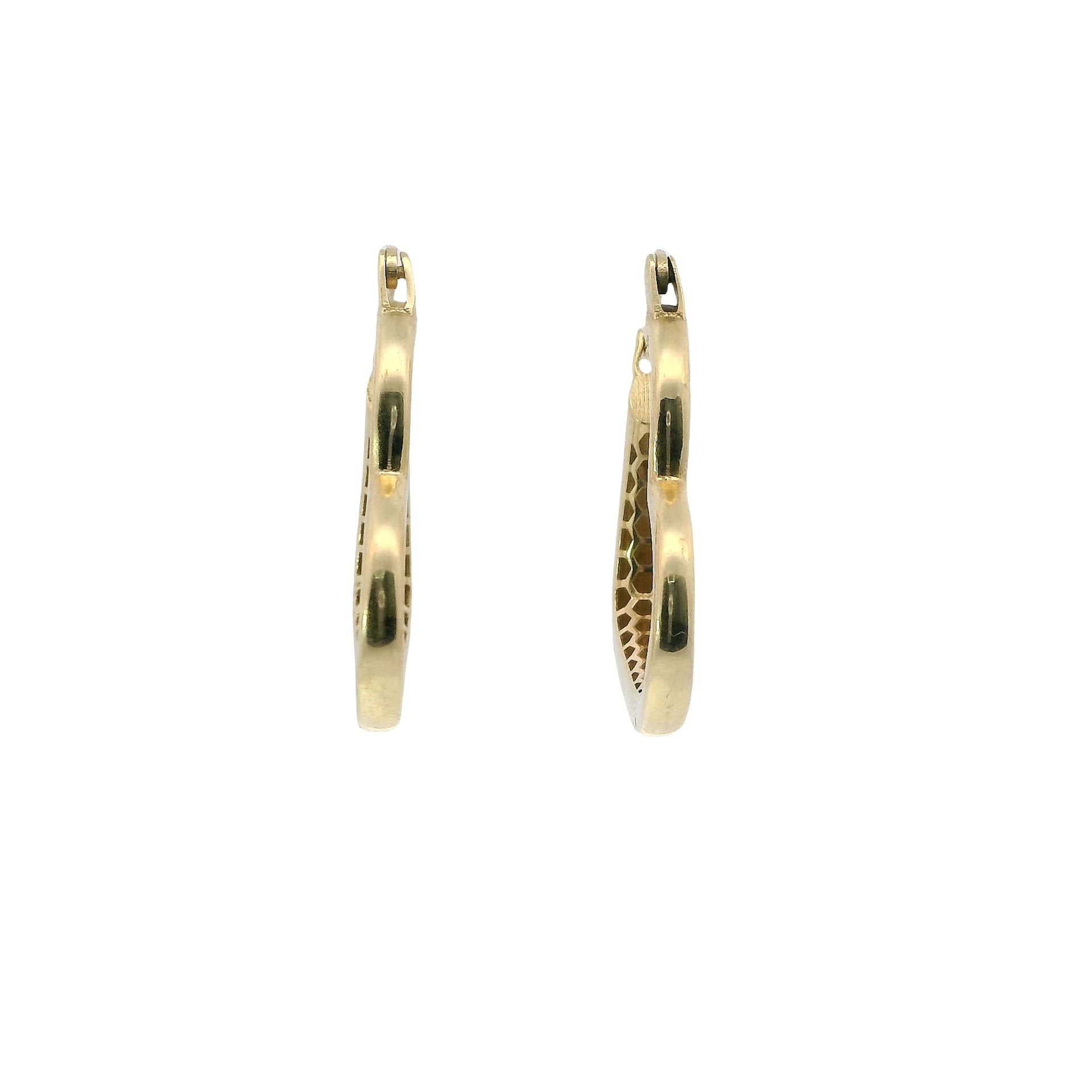 Hollow 14K Yellow Gold Hoop Earrings, Made To Order., view 4