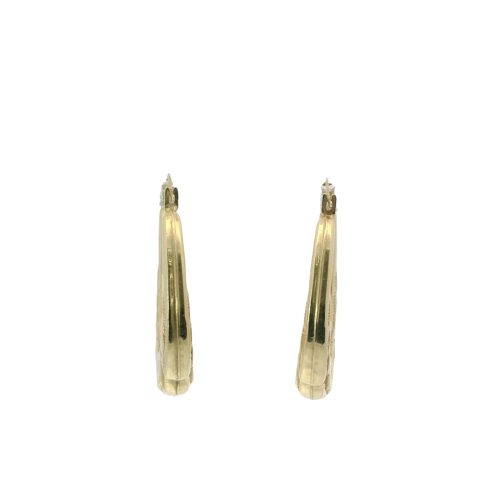 Hollow 14K Yellow Gold Hoop Earrings, Made To Order., view 3