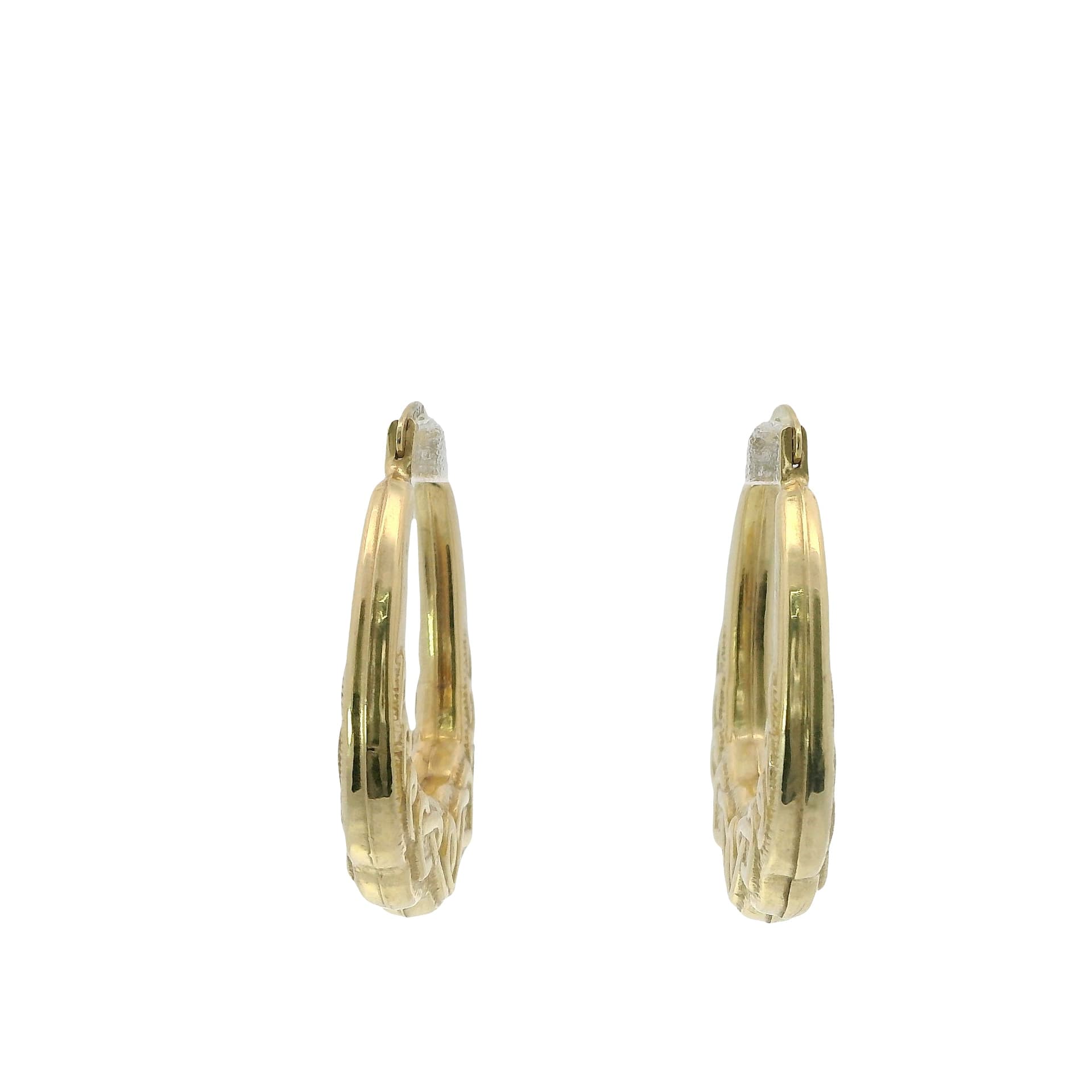 Hollow 14K Yellow Gold Hoop Earrings, Made To Order., view 4