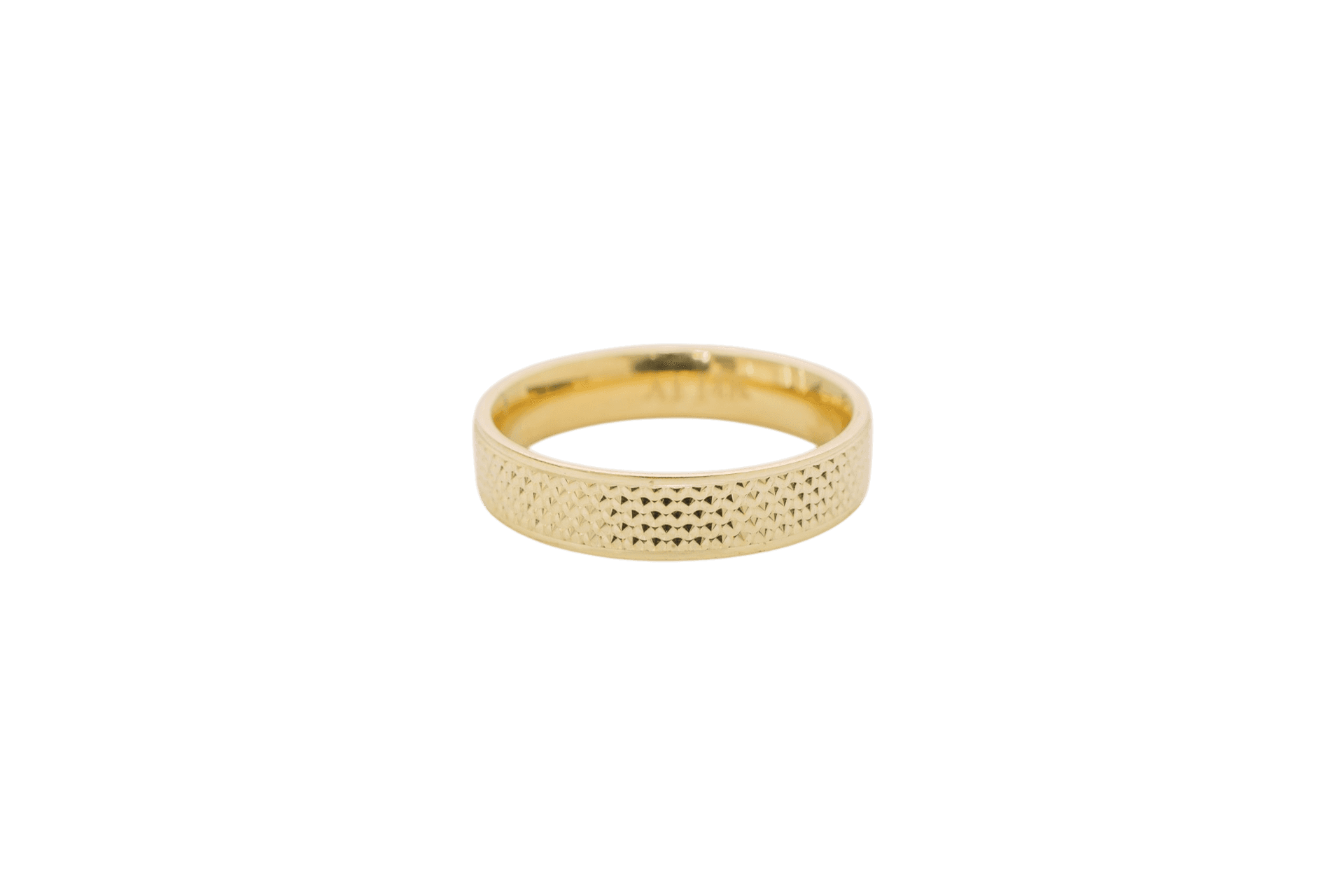 Solid 14K Yellow Gold Band, Diamond-cut Finish, 5mm Wide, Made To Order.