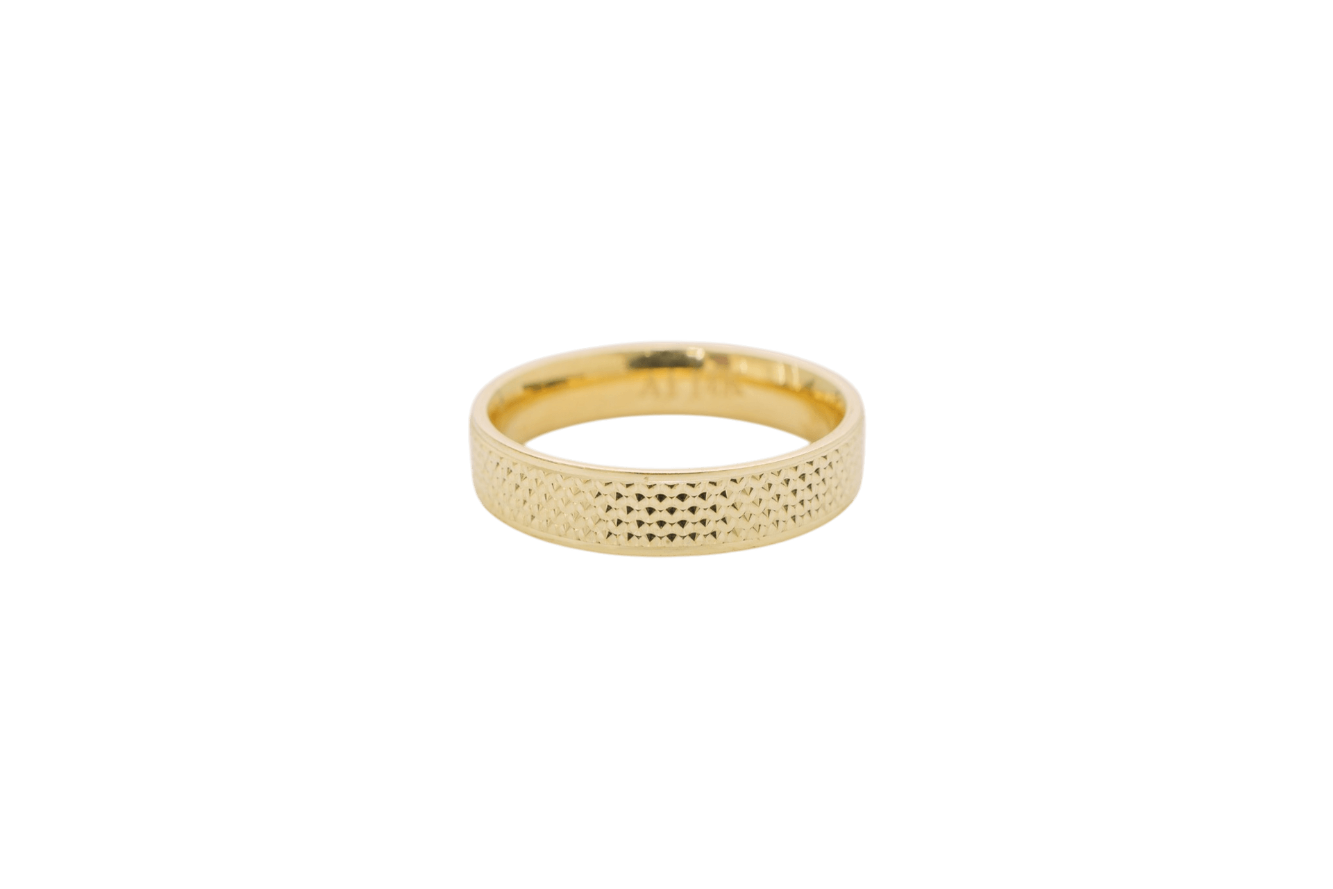 Solid 14K Yellow Gold Band, Diamond-cut Finish, 5mm Wide, Made To Order.