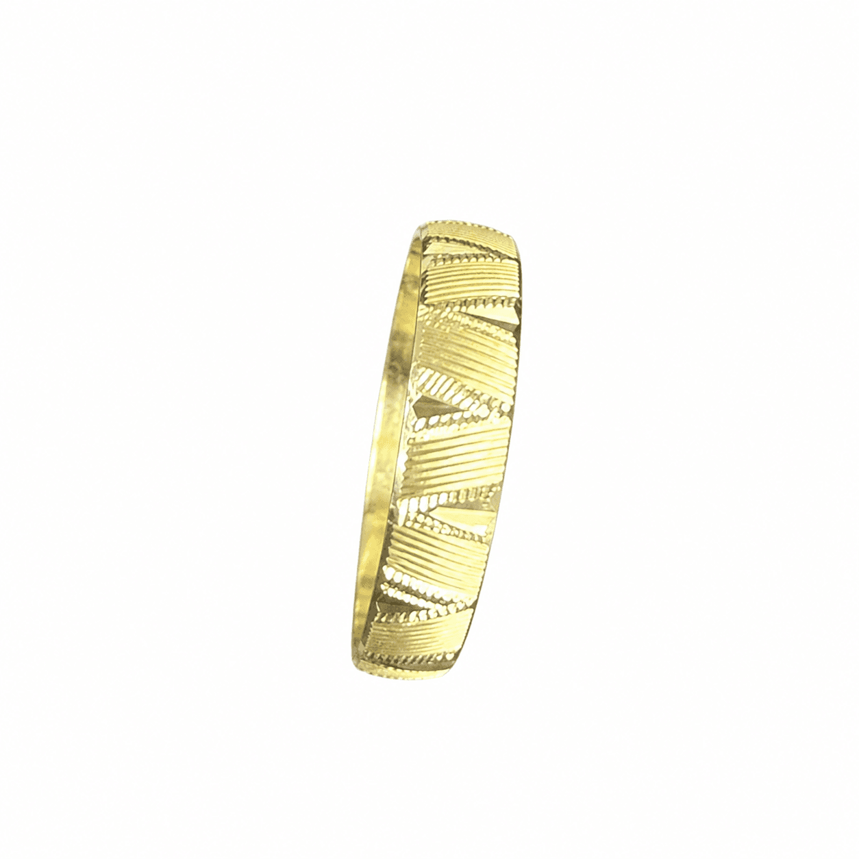Hollow 14K Yellow Gold Band, Diamond-cut Finish, 4mm Wide, Made To Order.